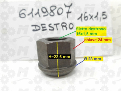 Гайка колесного диска TRANSIT T-15 ->91 RH