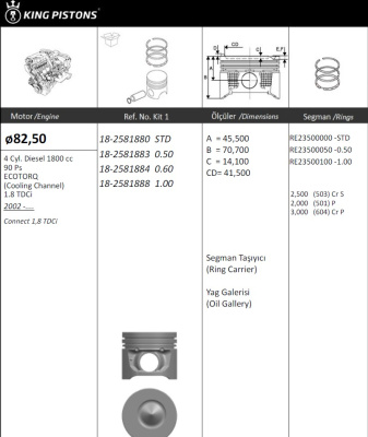 1.8 TDCI LYNX Connect / Focus 90-100 PS STD (2.5x2.0x3.0) 2002-2006 (к-т 4шт.)