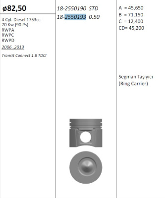 1.8 TDCI LYNX Connect / Focus 90 PS +0.5 (1.75x2.0x2.0) 2007- (к-т 4шт.)
