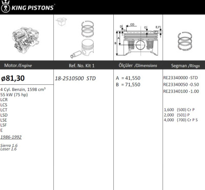 1.6 OHC Eco 1984-1992 d 81.3 +0.5