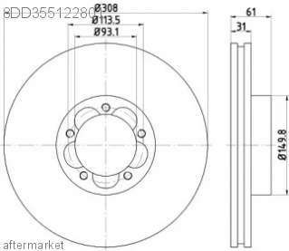 Transit 2014- 2019 передний RWD DRW (спарка) 308 mm